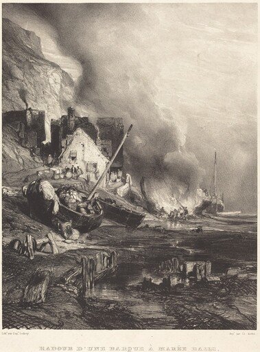 Radoub d'une barque à Marée Basse