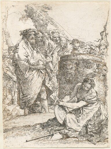 Magician and Other Figures before a Burning Altar with Skull and Bones