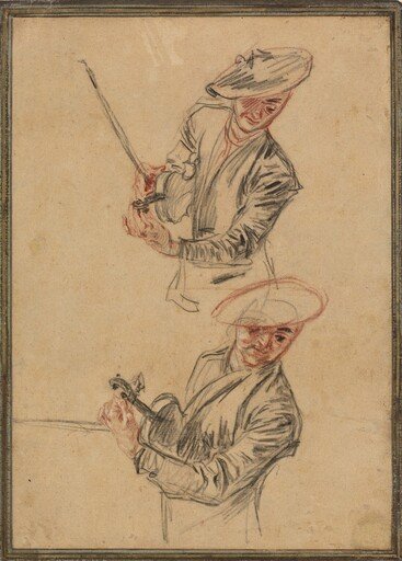 Two Studies of a Violinist Tuning His Instrument