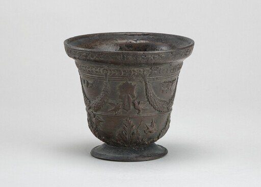 Mortar with Birds, Cherubim, Armorial Shield, and Festoons
