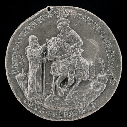 Niccolo da Correggio Riding a Horse, and a Friar [reverse]