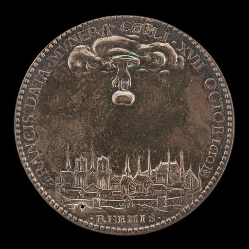 Hand Holding Sacred Ampulla over Rheims [reverse]