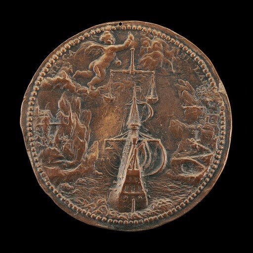 Ship, and Putto Holding Scales [reverse]