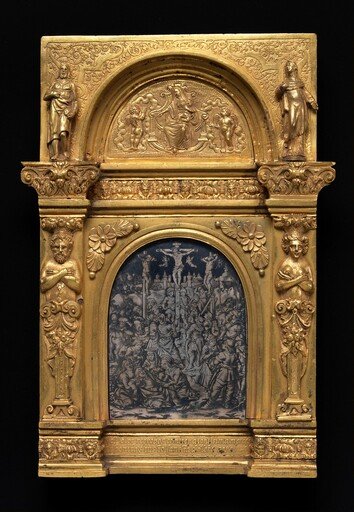 Pax with the Crucifixion between Two Thieves, before a Walled City