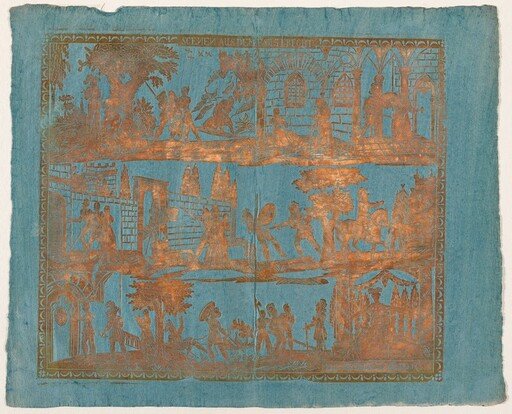 Endpaper with Scenes from the Life of a Knight
