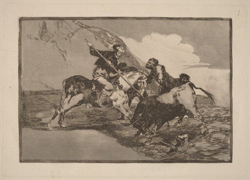 Modo con que los antiguos Espanoles cazaban los toros a caballo en el campo (The Way  in which the Ancient Spaniards Hunted Bulls on Horseback in the Open Country)