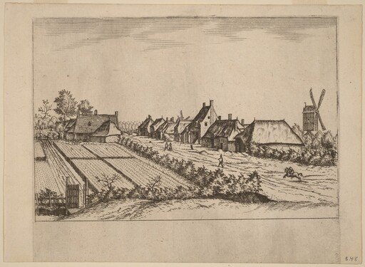 Fields and a Village Road with Post Mill