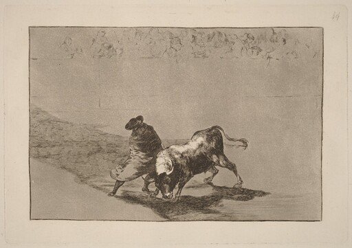 El diestrisimo estudiante de Falces, embozadoburla al toro con sus quiebros (The Very Skillful Student of Falces, Wrapped in His Cape, Tricks the Bull with the Play of His Body)