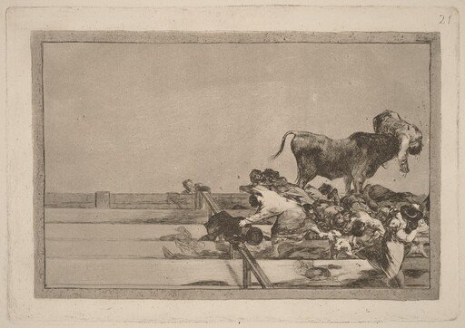 Desgracias acaecidas en el tendido de la plaza de Madrid, y muerte del alcalde de Tor rejon (Dreadful events in the Front Rows of the Ring at Madrid and Death of the Mayor of Torrejon)
