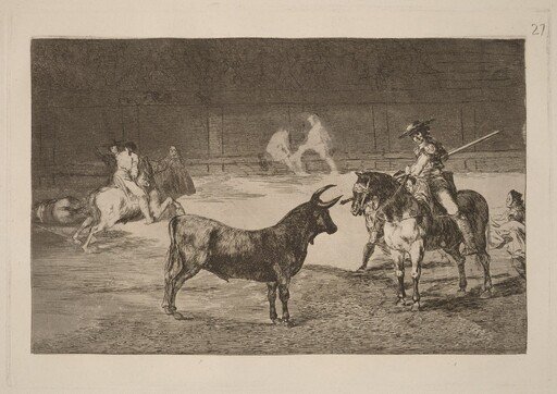El celebre Fernando del Toro, barilarguero, obligando a la fiera con su garrocha (The celebrated Picador, Fernando del Toro, Draws the Fierce Beast on with His Pique)