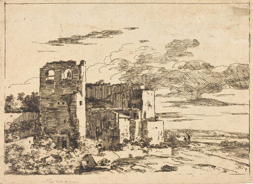 Ruined Buildings near a River Bank