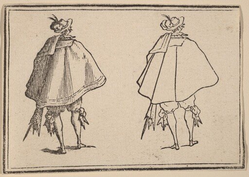 Gentleman in Large Mantle, Seen from Behind
