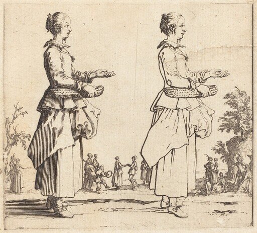 Peasant Woman with Basket, in Profile, Facing Right