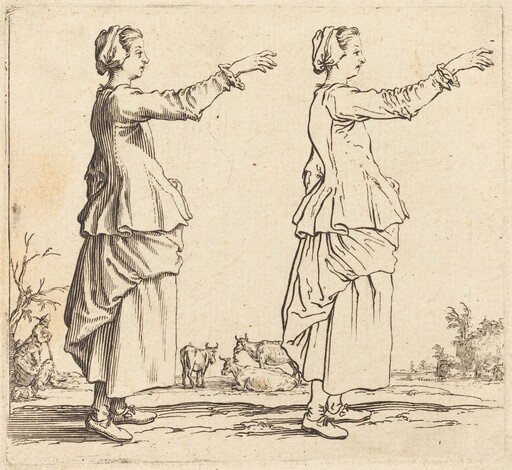 Peasant Woman, in Profile, Facing Right, with Arm Extended