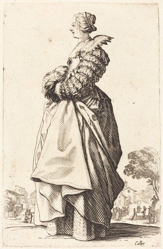Noble Woman in Profile with her Hands in a Muff