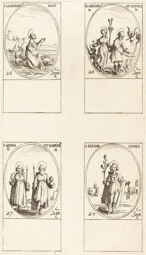 St. Calistratus; Sts. Cyprian and Justina; Sts. Comus and Damian; St. Elzear, Count