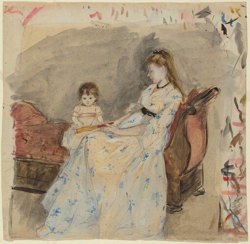 The Artist's Sister, Edma, with Her Daughter, Jeanne (recto); The Artist's Sister Edma Seated Outdoors (verso)