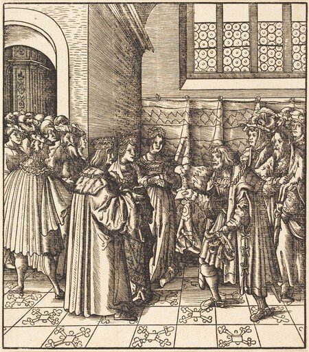 A Legation before a King, near Him Two Women Standing