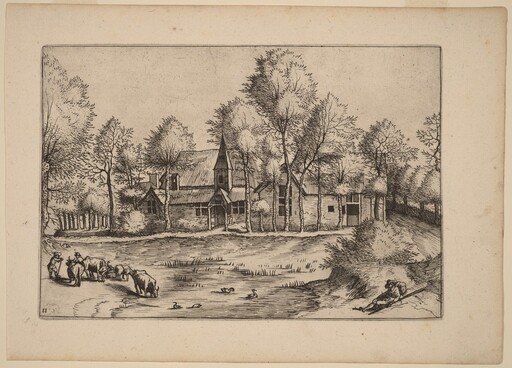 Country Village with Church