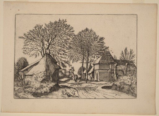 Road with Barn and Cottages