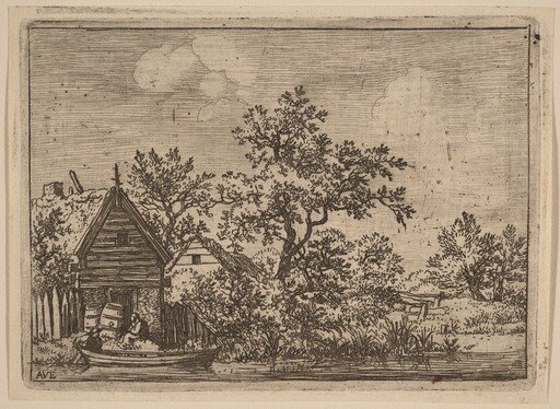 Two Casks in Front of a Cottage