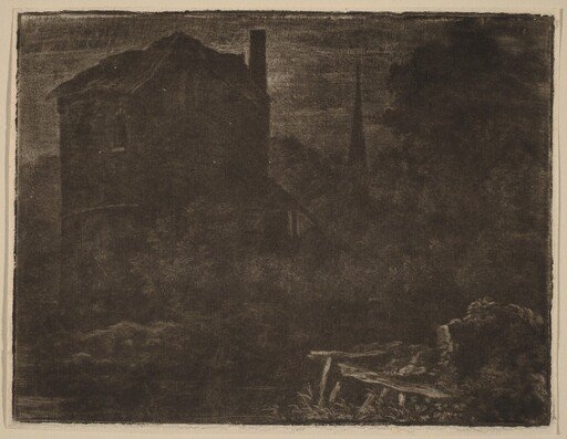 Nocturnal Landscape with House and Church Spire