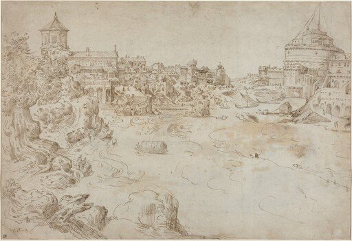 View of the Castle Sant'Angelo and the Ospedale di Santo Spirito [recto]