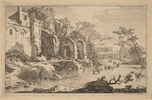 Building in Ruins at the Side of a River