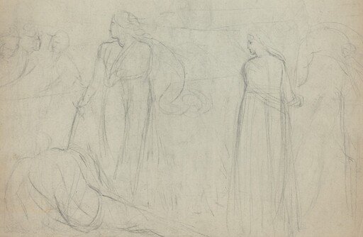 Sketch of a Swordsman Standing Over His Defeated Opponent [verso]