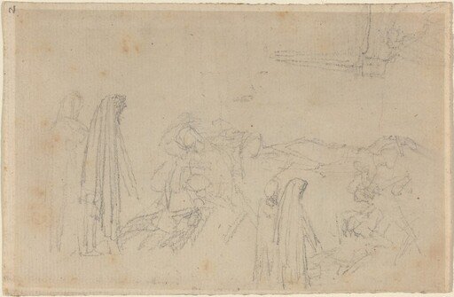 Sketches with a Hooded Figure (Virgil and Beatrice?)