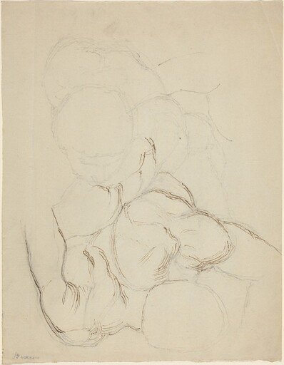 Two Male Nudes seen from Above