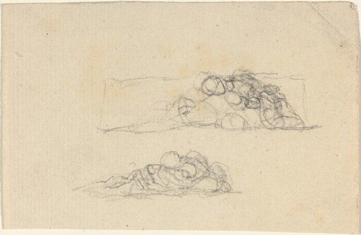 Two Groups of Huddled Figures