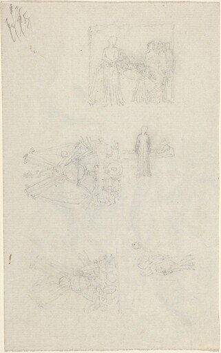 Studies of a Sickbed and Decorations for the Façade of Buckingham Palace [recto and verso]