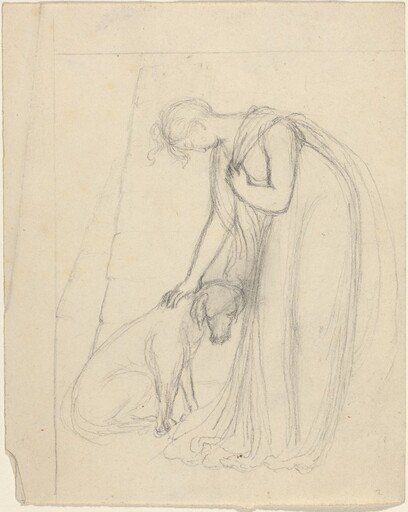 Woman Patting a Dog