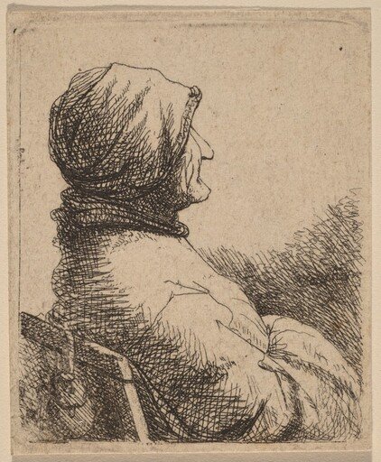 Bust of an Old Woman Turned in Profile to  the Right