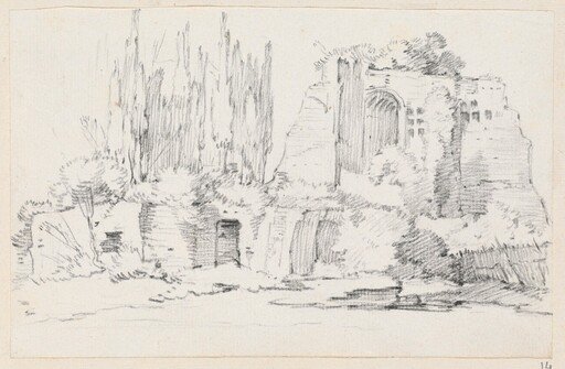 Roman Ruins with a Stand of Cypresses