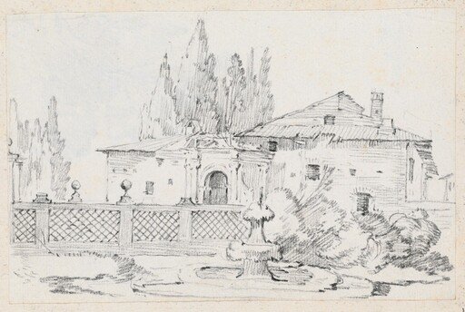 House and Trees across a Garden Wall
