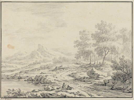Two Men Resting near a Lake