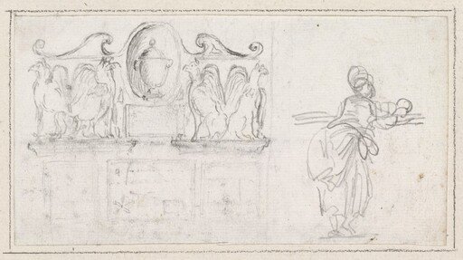 A Decorative Sculpture with a Woman Seen from Behind