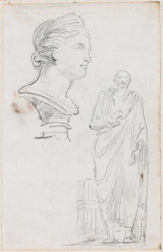 Bust of a Roman Woman and Statue of a Roman Man