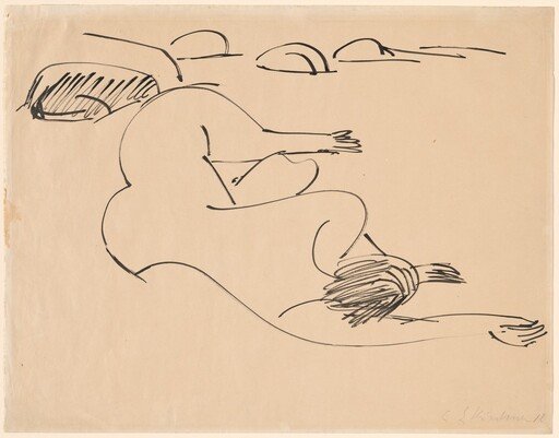 Erna Lying on the Beach among Rocks