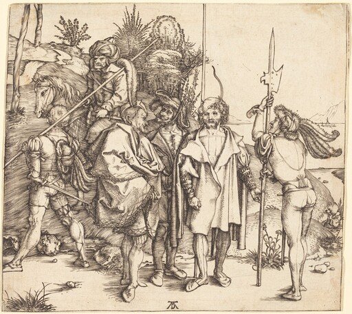 Five Soldiers and a Turk on Horseback