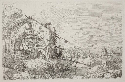 Landscape with a Woman at a Well [lower left]