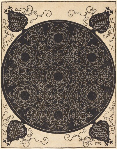 The Fourth Knot (combining seven circular groups of knots with black centers)