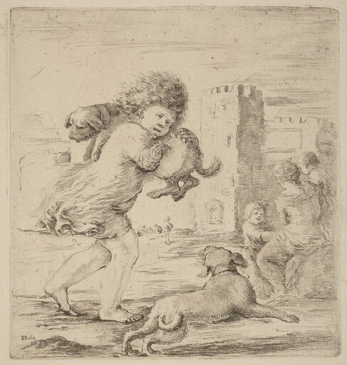 Child Holding a Puppy