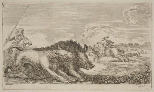 Boar Chased by a Dog