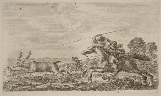 Deer Chased by Two Cavaliers
