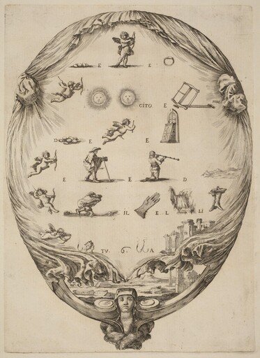 Screen Depicting the Italian Rebus of Love