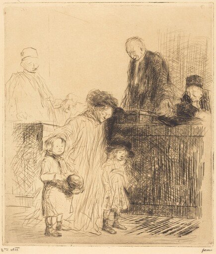 La sortie de l'audience (1ère planche) (Coming Out of the Hearing) (first plate)