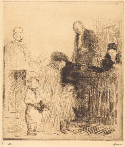 La sortie de l'audience (1ère planche) (Coming Out of the Hearing) (first plate)